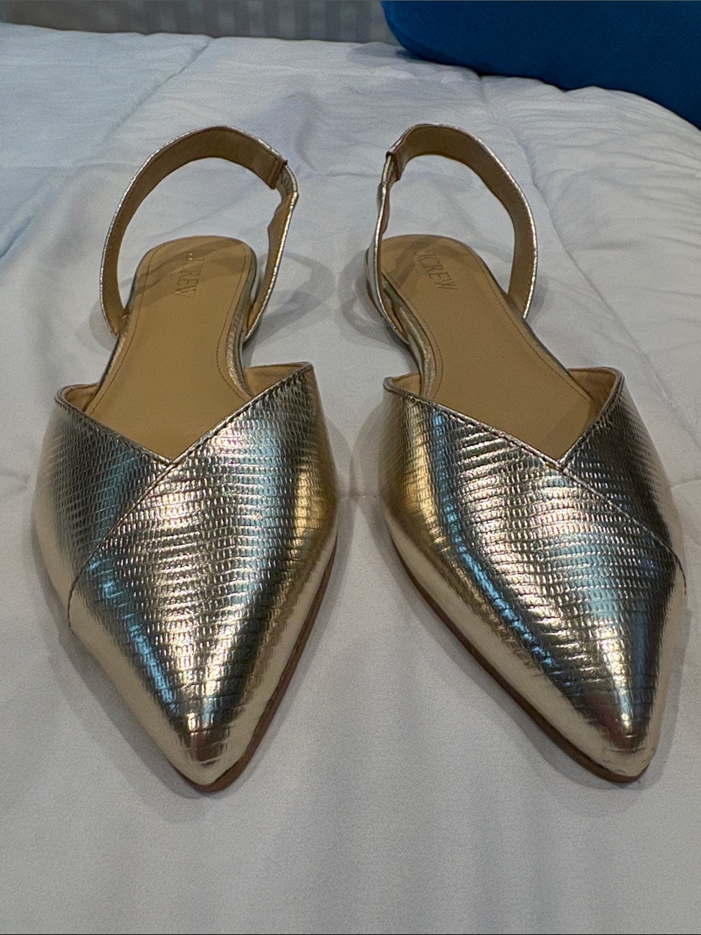 J. Crew Metallic Gold Pointed Slingback Flats - Picture 5 of 5